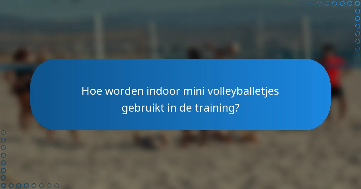 Hoe worden indoor mini volleyballetjes gebruikt in de training?