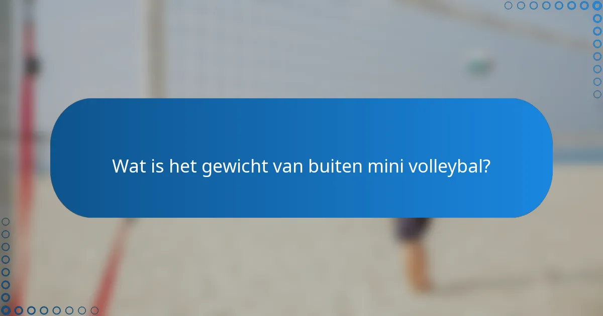 Wat is het gewicht van buiten mini volleybal?