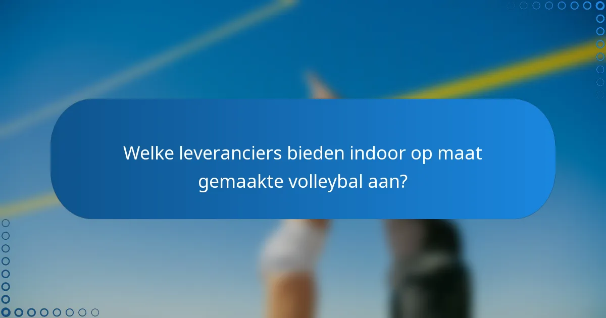 Welke leveranciers bieden indoor op maat gemaakte volleybal aan?