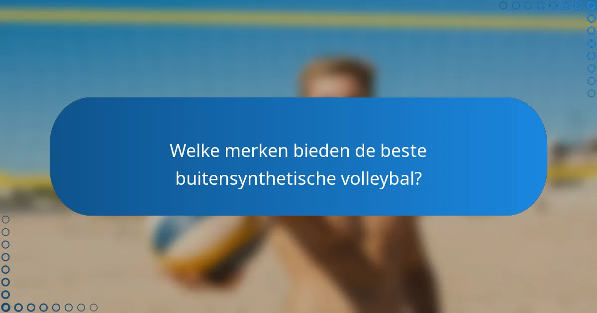 Welke merken bieden de beste buitensynthetische volleybal?
