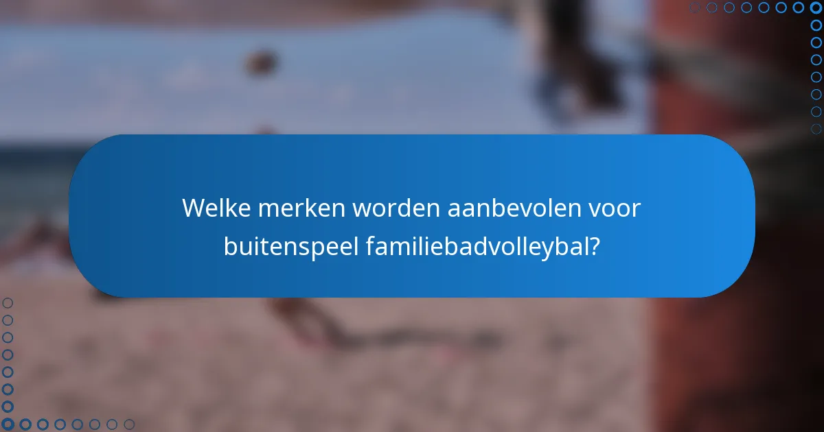 Welke merken worden aanbevolen voor buitenspeel familiebadvolleybal?